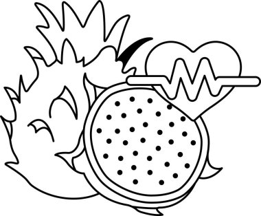 Kalp, bir meyve ve kalp monitörünün yanında gösterilir. Kalp monitörü kalp atışlarını ve genel sağlığını izlemenin önemini temsil ettiği için sağlık ve sağlık kavramı. Meyve.