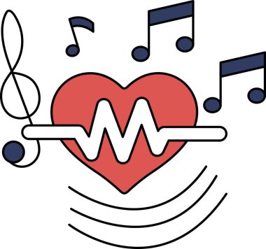 Müzik notalarıyla çevrili bir kalp. Kalp bir nota dalgası ile çevrilidir ve notalar ritim ve ahenk duygusu yaratacak şekilde düzenlenir.