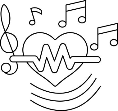 Müzik notalarıyla çevrili bir kalp. Kalp bir nota dalgası ile çevrilidir ve notalar ritim ve ahenk duygusu yaratacak şekilde düzenlenir.