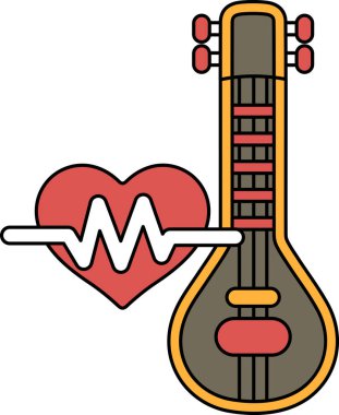 Kalp ve gitar birlikte gösterilir. Kalp aşkın sembolüdür ve gitar da müziğin sembolüdür. Görüntü, müziğin insanları bir araya getirip bir birlik hissi yaratabileceği fikrini aktarıyor.