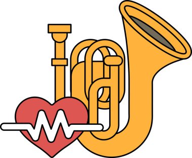 Kalp ve tuba birbirine çekilir. Tuba, orkestralarda sıklıkla kullanılan bir müzik enstrümanıdır. Kalp aşkın ve duygunun sembolüdür.