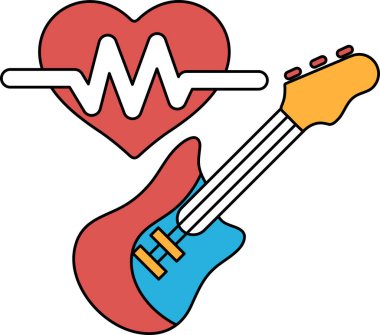 Kalbin yanında bir gitar gösterilir. Kalp gitarın tam ortasındadır ve gitar da kalbin sağ tarafındadır. Müzik ve aşk kavramı, kalbin aşkı temsil ettiği gibi.