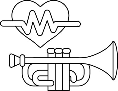 Bir kalp ve trompet siyah beyaz bir çizimde gösterilir. Kalp, yaşam ve enerjinin sembolü olan bir dalgayla çevrilidir. Borazan kalbinin önüne yerleştirilmiştir.