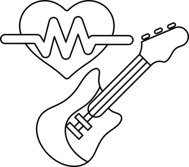 Kalbin yanında bir gitar gösterilir. Kalp gitarın tam ortasındadır ve gitar da kalbin sağ tarafındadır. Müzik ve aşk kavramı, kalbin aşkı temsil ettiği gibi.