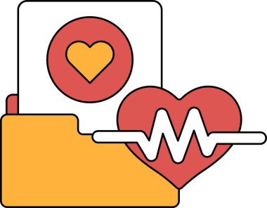Üzerinde kalp olan bir klasör açık, üstünde bir kalp var. Kalp sembolü sıkça sağlık ve ilaç ile ilişkilendirildiği için dosya muhtemelen tıbbi bir dosyadır.