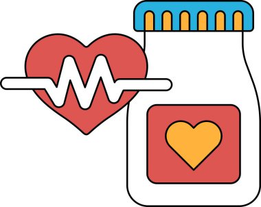 Bir kalp ve bir şişe ilaç. Kalp yaşamın sembolüdür ve tıp da sağlığın sembolüdür. İmaj, birinin sağlığıyla ilgilenmesinin önemli olduğunu gösteriyor.