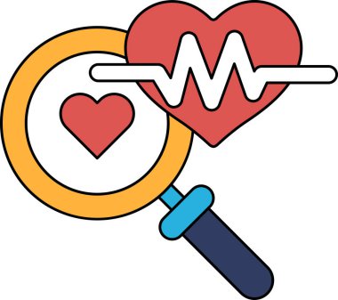 Üzerinde büyüteç olan bir kalp gösterilir. Kalp bir daire ile çevrilidir ve büyüteç merkezdedir. Önemli bir şeye yakından bakma kavramı, birinin sağlığı gibi.