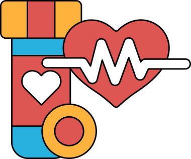 Bir kalp, bir ilaç şişesi ve steteskop siyah beyaz bir resimde gösteriliyor. Kalp bir çemberle çevrilidir ve ilaç şişesi onun yanına yerleştirilir.