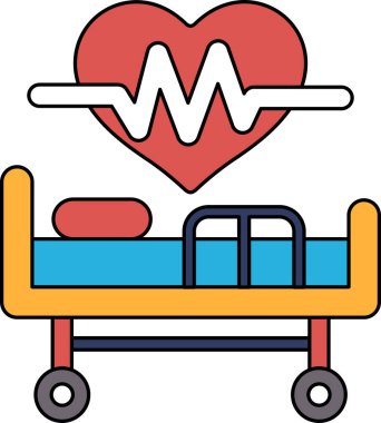 Üzerinde kalp olan bir hastane yatağı. Yatak boş.