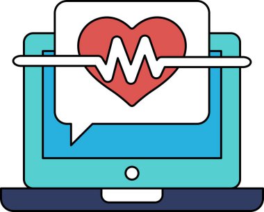 Yanında konuşma balonu olan bir kalbin siyah beyaz görüntüsü. Kalp bir çizgi ile çevrilidir ve konuşma balonu kalbin tam ortasındadır. İletişim ve bağlantı kavramı