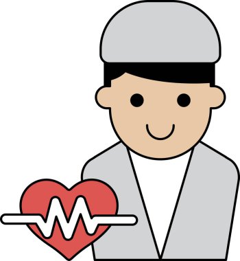 Bir adam bir kalp tutuyor ve gülümsüyor. Görüntü bir doktor ya da profesyonel bir doktor hakkında.