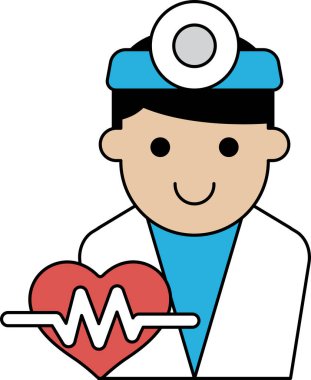 Elinde kalp tutan beyaz önlüklü bir adam. Adam gülümsüyor ve bir doktor.