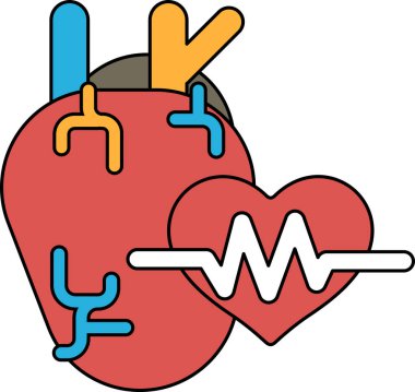 İçinde bir çizgi, kalbinde bir çizgi olan bir kalp. Kalbin etrafı 