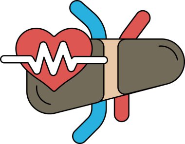 İçinde bir çizgi, kalbinde bir çizgi olan bir kalp. Bu kırık bir kalbi ya da düzgün çalışmayan bir kalbi temsil ediyor olabilir.