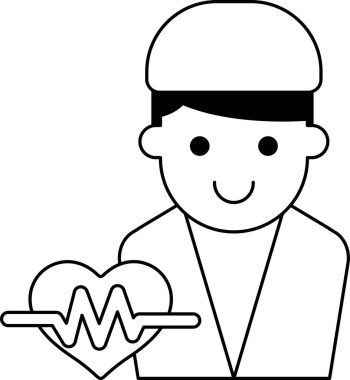 Bir adam bir kalp tutuyor ve gülümsüyor. Görüntü bir doktor ya da profesyonel bir doktor hakkında.