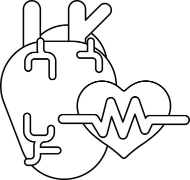 İçinde bir çizgi, kalbinde bir çizgi olan bir kalp. Kalbin etrafı 