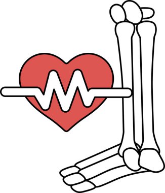 Bir kalp ve iskelet birlikte gösterilir. Kalp, hayatın sembolü olan bir dalgayla çevrilidir. İskelet bacak bacak üstüne atmış olarak gösterilir. Bu, ölümü ya da yaşamın sonunu temsil edebilir.