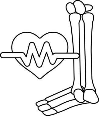 Bir kalp ve iskelet birlikte gösterilir. Kalp, hayatın sembolü olan bir dalgayla çevrilidir. İskelet bacak bacak üstüne atmış olarak gösterilir. Bu, ölümü ya da yaşamın sonunu temsil edebilir.