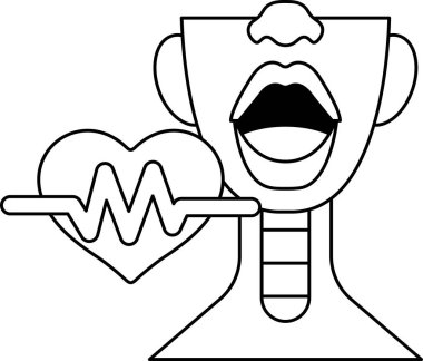 Adamın biri kalp ve steteskop tutuyor. Kalbi atıyor ve steteskop göğsünde. Hastanın kalp atışlarını kontrol eden bir doktorun temsilcisi olabilir.