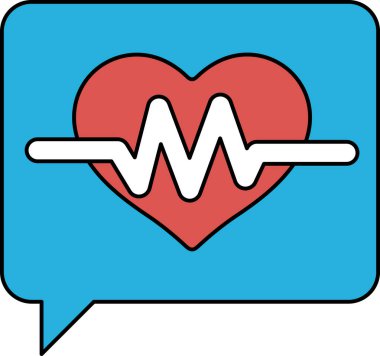 Ortasında dalga çizgisi olan bir kalp. Kalp beyaz ve dalga çizgisi siyah.