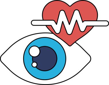 Bir kalp ve gözün siyah beyaz çizimi. Kalp bir daire ile çevrilidir ve göz dairenin merkezindedir.