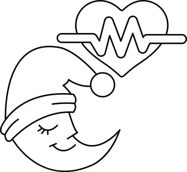 Kafasının üstünde bir kalple uyuyan birinin karikatürü. Kalp ECG yazan bir çizgiyle çevrili.