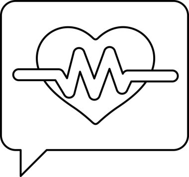 Ortasında dalga çizgisi olan bir kalp. Kalp beyaz ve dalga çizgisi siyah.