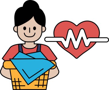 Bebek ve kalp tutan bir kadın. Kadın gülümsüyor ve bebek battaniyeye sarılmış. Kalp görüntünün sağ tarafında.