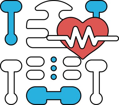 Bir iskelet ve kalbin siyah beyaz çizimi. İskelet kemiklerle çevrili ve kalp çizimin tam ortasında.