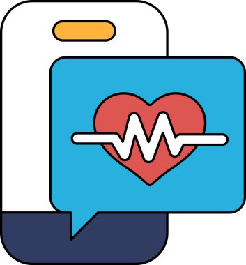 Siyah beyaz çizimde bir kalp ve bir telefon gösteriliyor. Kalp bir dalgayla çevrilidir ve telefon kalbin üzerine yerleştirilir. İletişim ve bağlantı kavramı