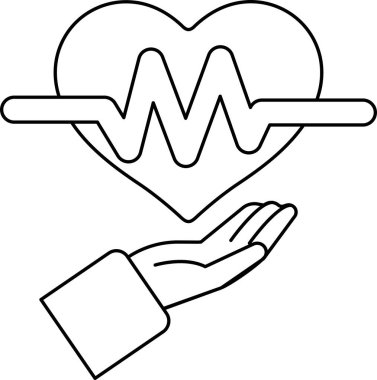 Bir el bir kalbi tutar. Kalp bir dalgayla çevrilidir. Sevgi ve ilgi kavramı