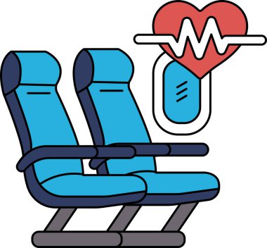 İki koltuklu ve yanında kalp olan bir uçağın siyah beyaz çizimi. Kalp, üzerinde 