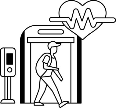Kapısında kalp olan bir adam binaya giriyor. Kalp bir dalga ile çevrilidir, o da kapıda. Adam bir sırt çantası taşıyor.