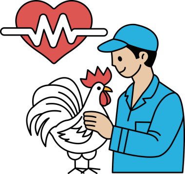 Bir adam horoz tutuyor. Adam bir şapka ve beyaz gömlek giyiyor.