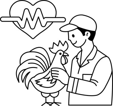 Bir adam horoz tutuyor. Adam bir şapka ve beyaz gömlek giyiyor.