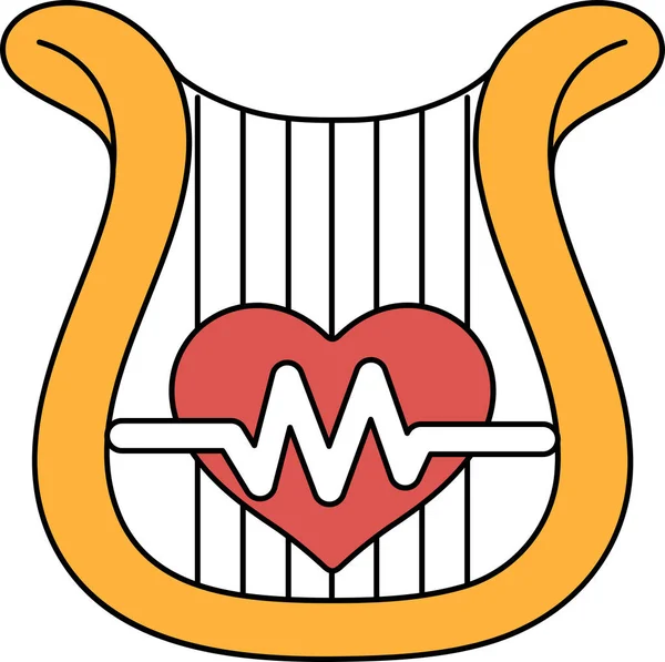 Bir kalp kıvrımlı bir çizgide çizilir, ortasında 