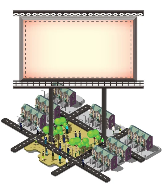 Иллюстрация концепции города с информационным графическим табло — стоковый вектор