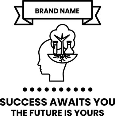 Üzerinde ağaç ve şişe olan beyaz ve siyah bir kafa resmi. Görüntünün başlığı: 