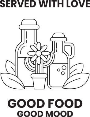 İki şişenin siyah beyaz çizimi ve altında 