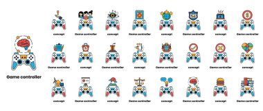 Çeşitli tasarım ve stillere sahip oyun kontrolörleri koleksiyonu. Resim, her birinin kendine has görünüşü ve özellikleri olan çeşitli oyun denetleyicilerini gösterir.