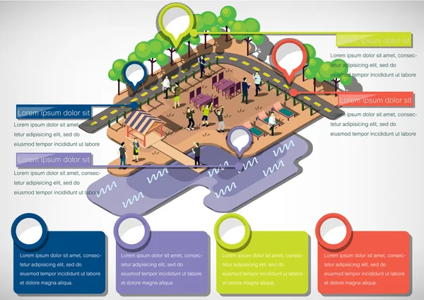 情報グラフィックの都市公園の概念図 — ストックベクタ