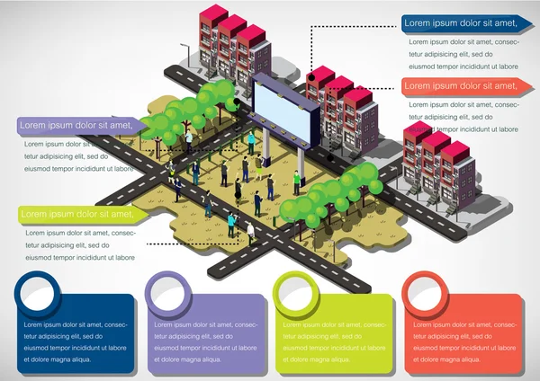 정보 그래픽 도시 개념의 삽화 — 스톡 벡터