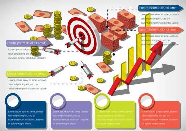 Ilustração do conceito de equipamento de dinheiro gráfico info —  Vetores de Stock