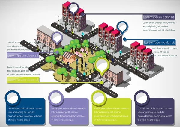 Illustrazione del concetto di città urbana grafica info — Vettoriale Stock