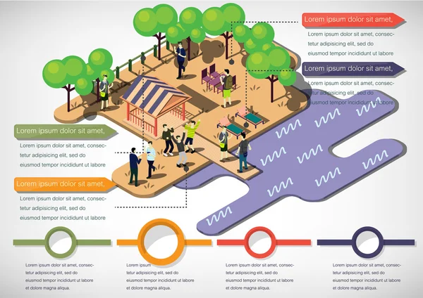 Illustration der Info grafisches Stadtpark-Konzept — Stockvektor