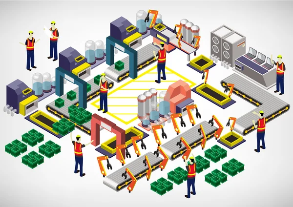 Illustration der Info Grafik Fabrikausstattungskonzept — Stockvektor