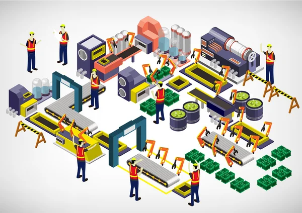 Illustration of info graphic factory equipment concept — Stock Vector