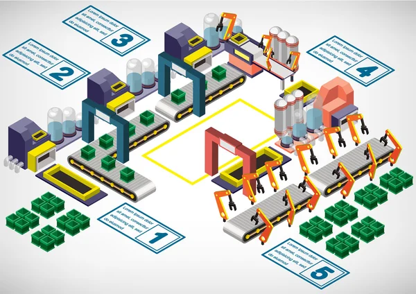 Ilustração de informação gráfica conceito de equipamento de fábrica —  Vetores de Stock