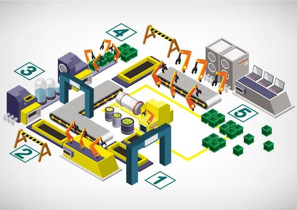 Illustration der Info Grafik Fabrikausstattungskonzept — Stockvektor