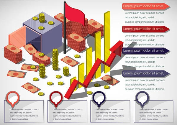Ilustração do conceito de equipamento de dinheiro gráfico info —  Vetores de Stock